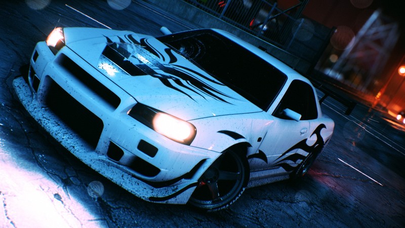 雨夜中的战神GT-R R34驰骋在街头