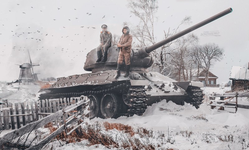 这款燃到爆的二战T-34-85坦克军事艺术壁纸合集