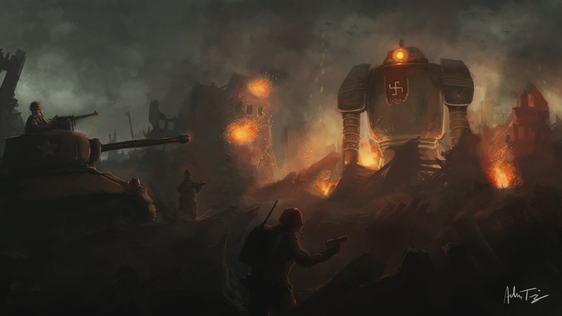 战火遗迹下的机械与信仰：坦克、废墟与纳粹标志壁纸合集
