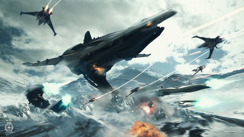 炸燃太空飞船山巅对决！Jan Urschel笔下的星际科幻艺术壁纸