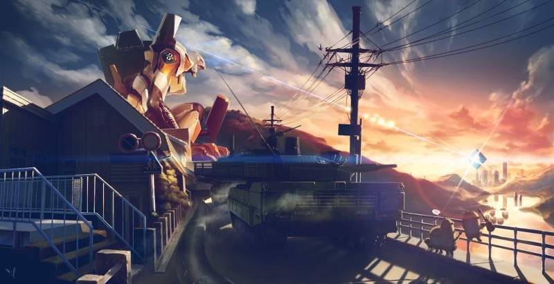 《EVA零号机小黄人夕阳壁纸 高清720P大盘点》