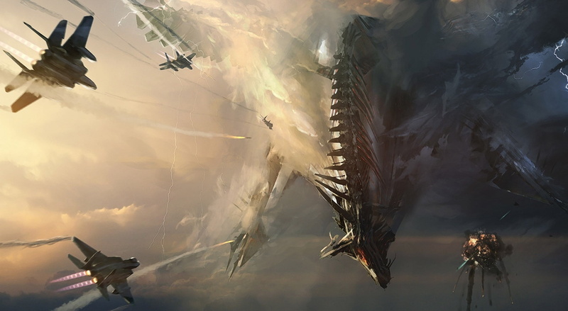 龙与战机的奇幻空战壁纸