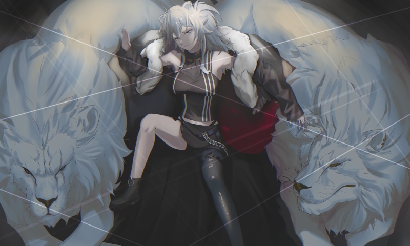 5000分辨率白发蓝眼神性艺术作品 阿斯兰白狮乔纳斯·约迪克高清手机壁纸