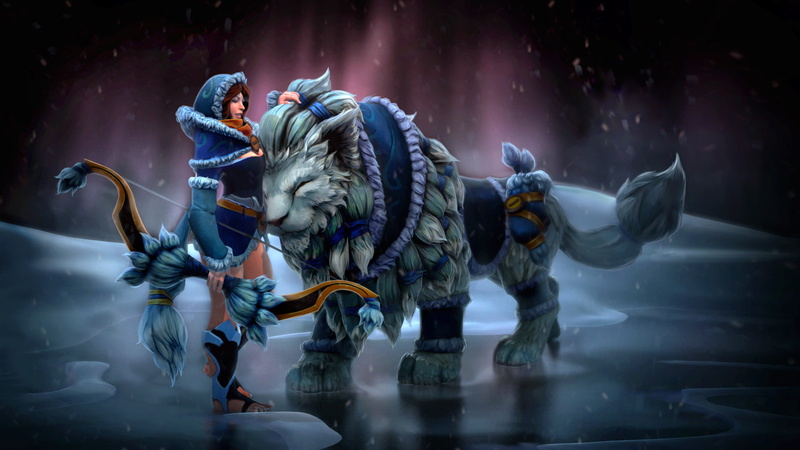《Dota2冬日幻想风米拉娜壁纸合集 女战士与萌狮太绝了》