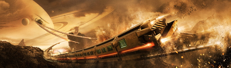 列车直升机突袭 绝美4K幻想壁纸