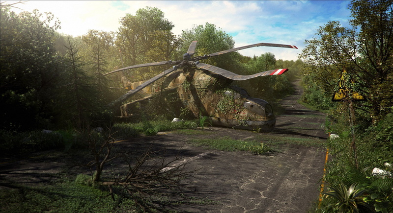 米-24直升机坠毁荒野绝美壁纸 高清无人物