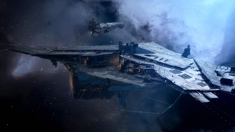 星舰鏖战太空！EVE Online风格科幻战舰战斗壁纸