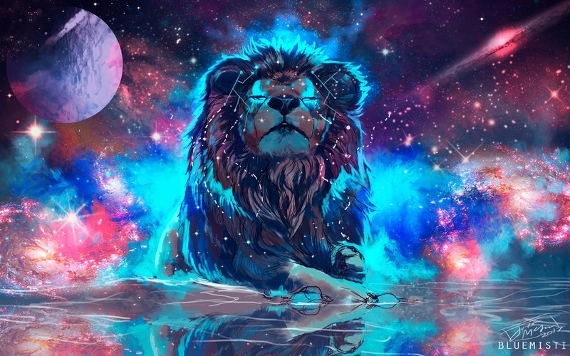 太空星野里的奇幻狮群壁纸合集
