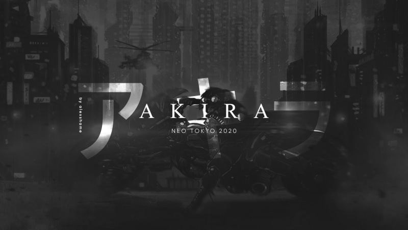 1080P黑白赛博朋克风亚式壁纸 阿基拉主题 直升机与自行车氛围感拉满