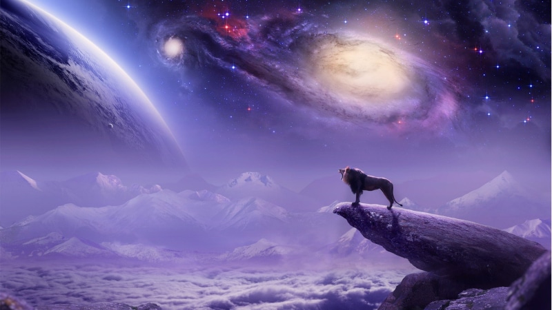 震撼宇宙紫狮咆哮壁纸！高清自然奇幻画面拉满