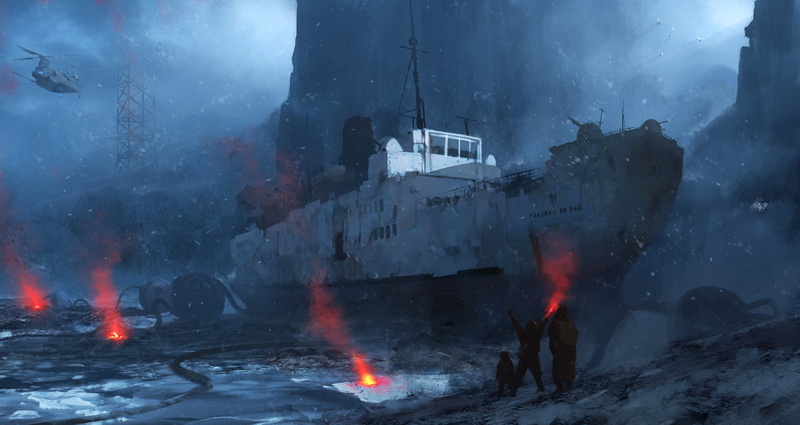 直升机 雪山 信号灯 船舶 山峦 海岸 礁石 1080P 石块 幸存者 艺术高清壁纸