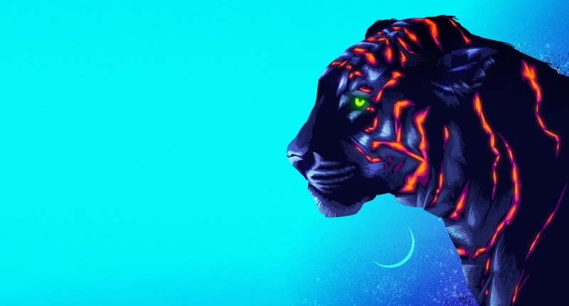 复古霓虹风壁纸合集！猫、老虎、赛博少女和80年代 synthwave 美学拉满