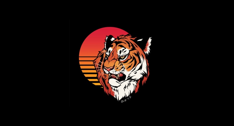 2K复古 synthwave 风猫咪老虎艺术壁纸合集
