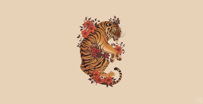 一组超治愈的米色系老虎主题壁纸合集