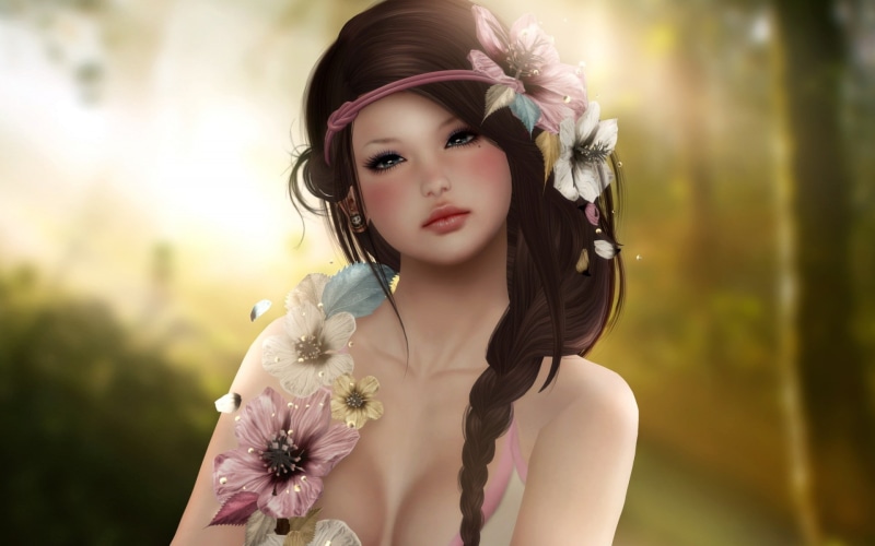 绝美幻想花系少女壁纸