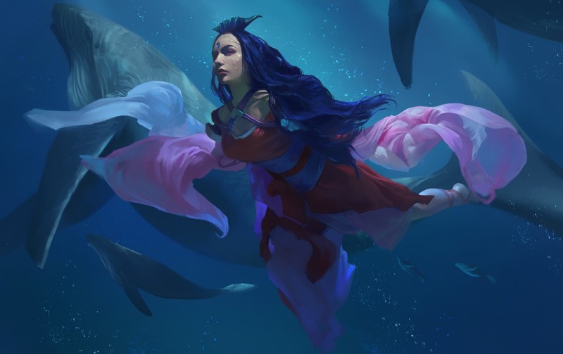 深海幻想少女插画壁纸