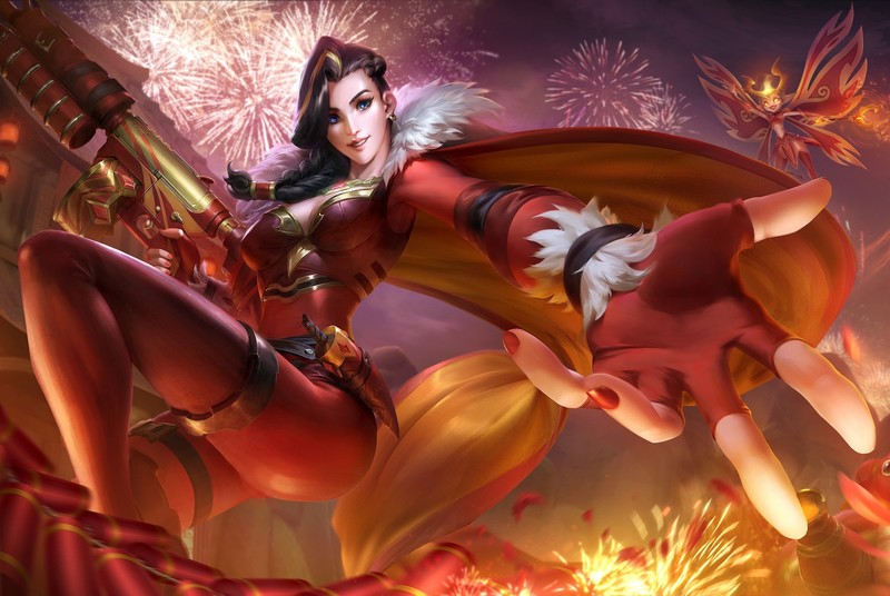 《枪火与烟火：枪火游侠蒂拉的幻想插画壁纸》