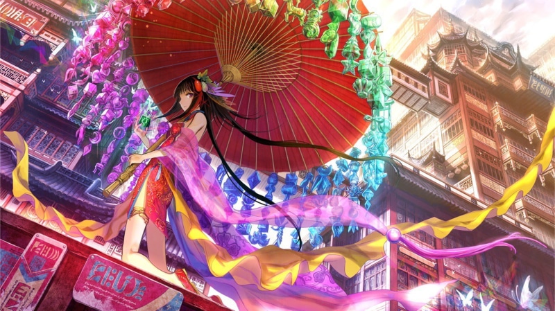 绝美国风少女壁纸！画师笔下的华服蝴蝶仙姬