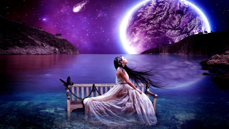 绝美梦幻少女壁纸 带你坠入星月水色之境