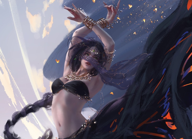 Wlop大神的绝美幻想风画作壁纸合集 绿眼少女与灵刃氛围感拉满