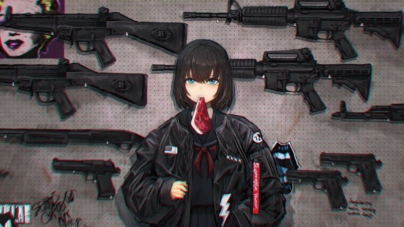 这组二次元枪械少女插画壁纸太绝了