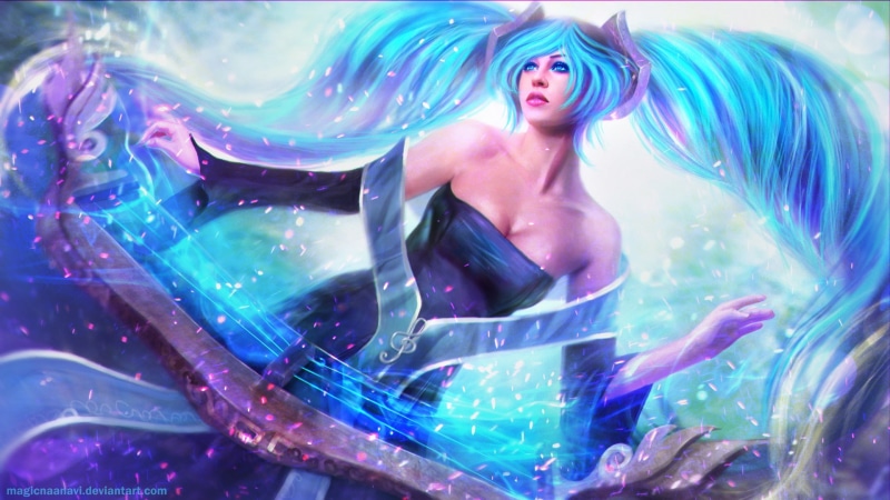 英雄联盟玩家狂喜！画师MagicnaAnavi笔下的娑娜绝美壁纸合集