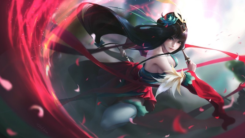 发间插花的暗黑系动漫少女壁纸