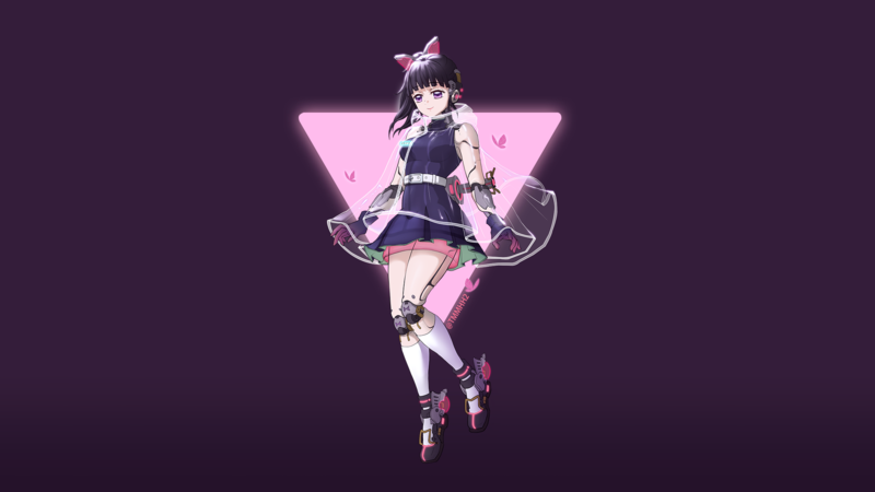 鬼灭之刃香奈乎同人创作 赛博霓虹风二次元少女壁纸
