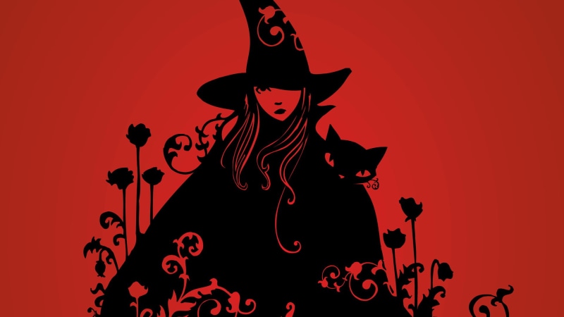 这张壁纸绝了！黑猫女巫少女红黑氛围感拉满