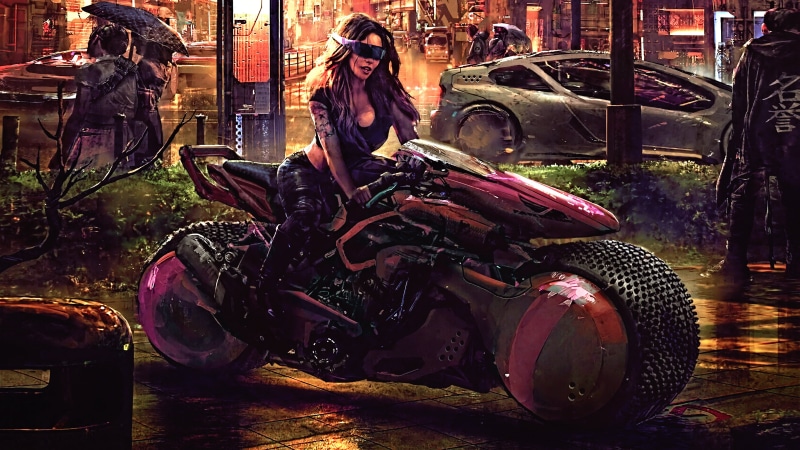 这张赛博科幻壁纸绝了！4K高清赛博少女概念插画