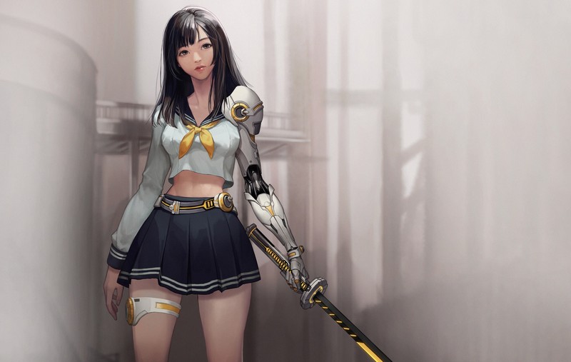 绝美动漫幻想少女壁纸 持剑少女裙装美图