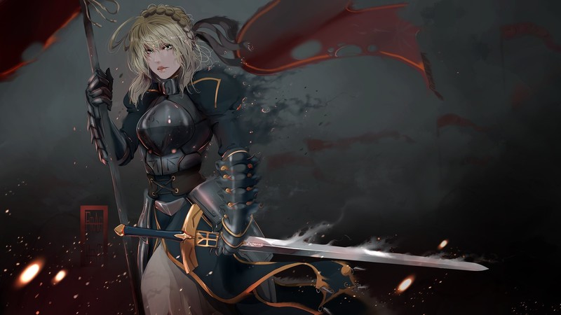 Fate/Zero 壁纸合集：装甲少女、持剑金发幻想少女等精美二次元插画