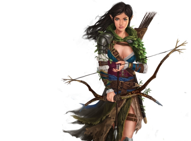 绝美幻想弓箭手壁纸 森林精灵少女超养眼