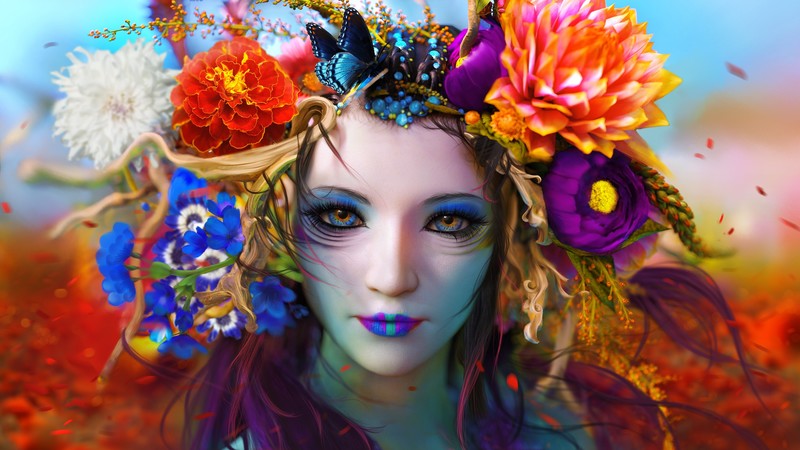 炫彩幻想少女肖像壁纸