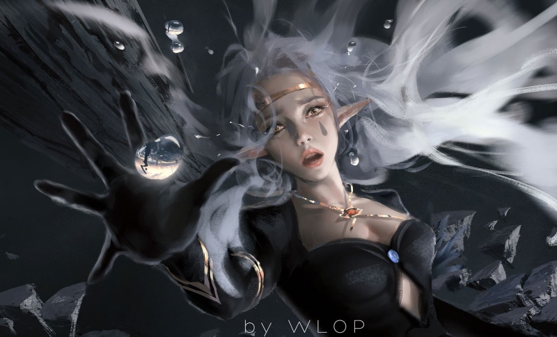 WLOP手绘奇幻精灵少女壁纸 高清720P