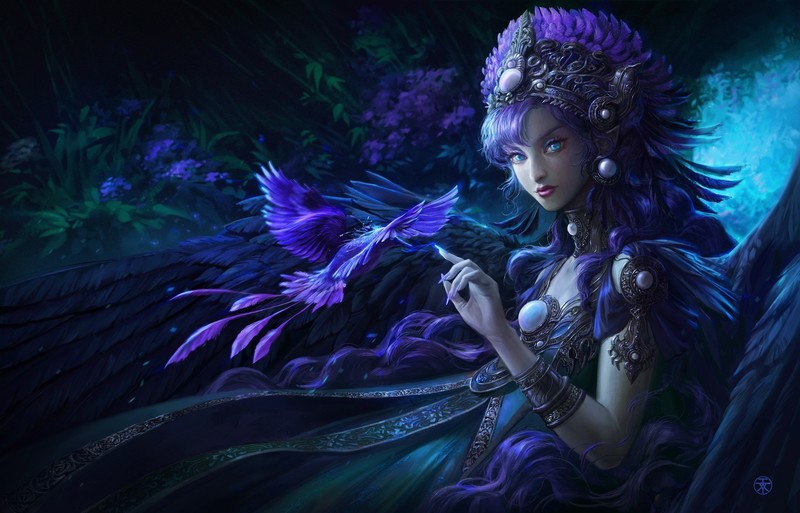 蓝紫奇幻少女高清壁纸