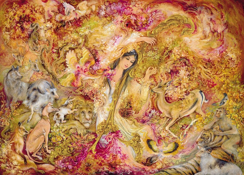 伊朗奇幻画作 幻想少女 动物 高清壁纸