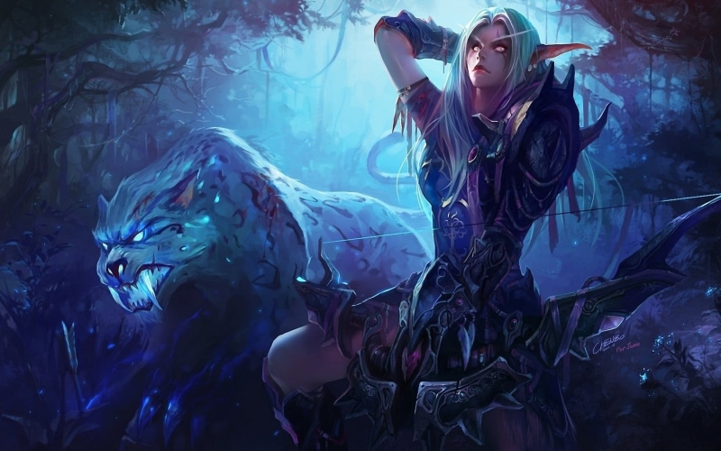 美女实拍 DOTA 暗夜精灵 动物 发型 休闲活动 四分之三身长 精灵 幻想少女 半身照 长发 生活方式高清壁纸
