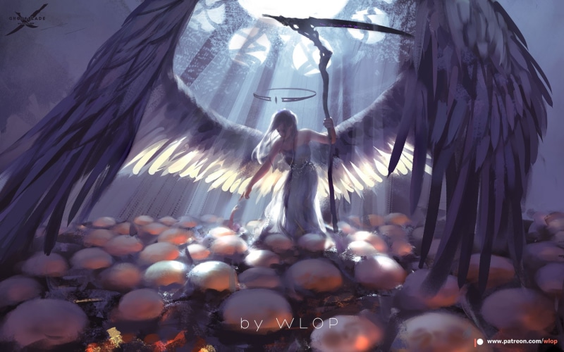 WLOP笔下的幻想少女！光影氛围感拉满的二次元壁纸