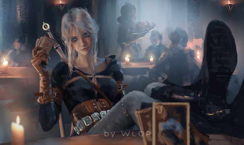 巫师3希里绝美壁纸！画师WLOP笔下的白发剑姬太绝了