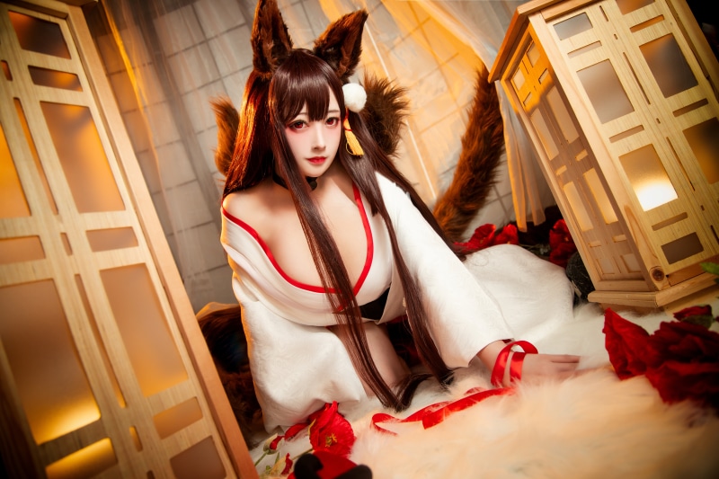 FGO玉藻前绝美同人壁纸 粉发狐娘二次元插画
