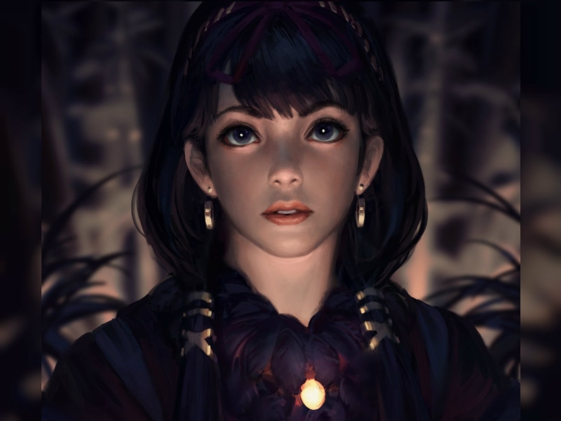武士风幻想少女插画壁纸