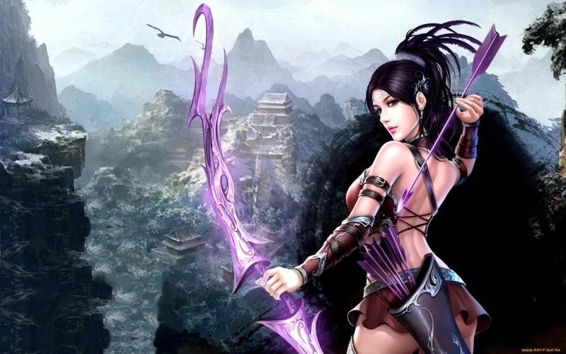 绝美的幻想女弓箭手壁纸