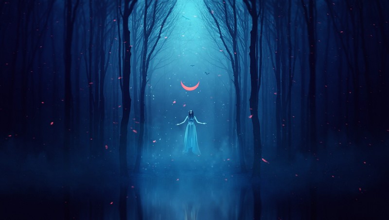 绝美幻想少女月亮壁纸