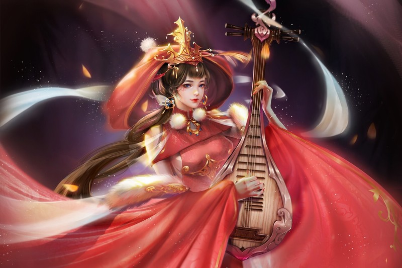 亚洲长发少女与乐器的奇幻壁纸合集