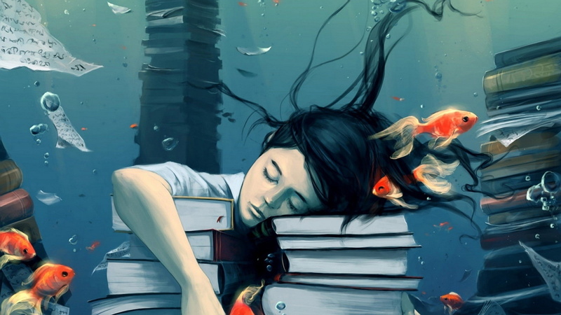 奇幻水下少女插画壁纸