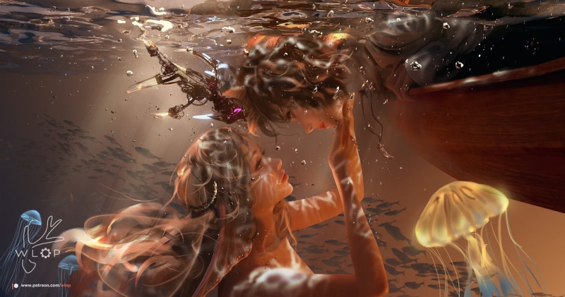 WLOP水下奇幻少女数字艺术壁纸合集