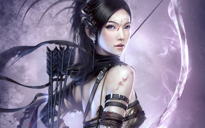 WLOP的《鬼刀》幻想少女数字画作 1080P高清手机壁纸