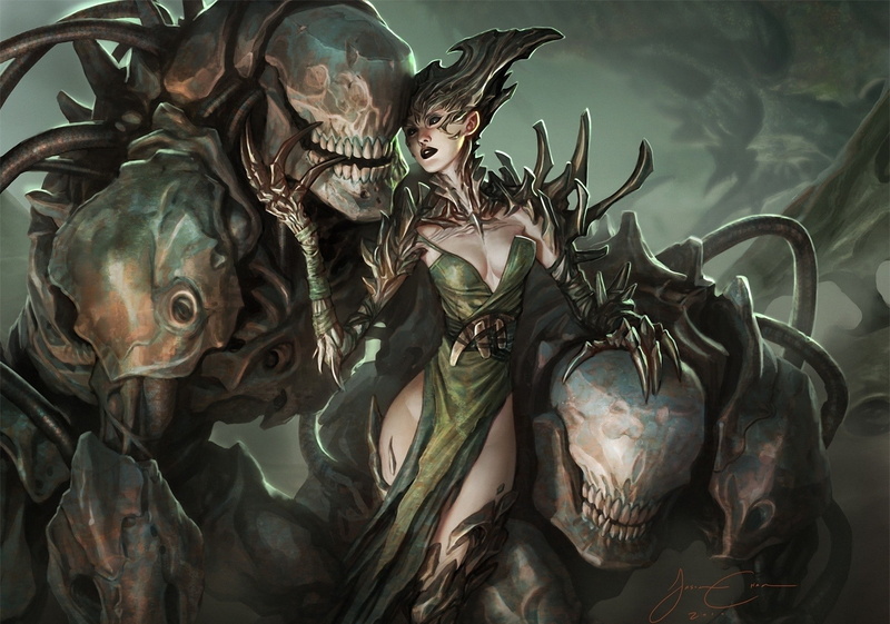 万智牌暗黑风壁纸分享 奇幻少女与魔物齐聚1080P高清画面