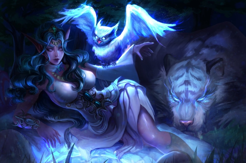 魔兽泰兰德高清壁纸来了！暗夜精灵少女美到窒息